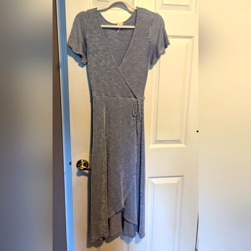Blue pin stripe Wrap Dress